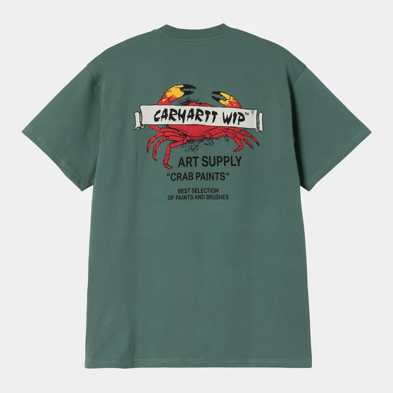 Carhartt WIP Mens Crab Paint T-Shirt | Silver Pine sold by The Foot Factory
