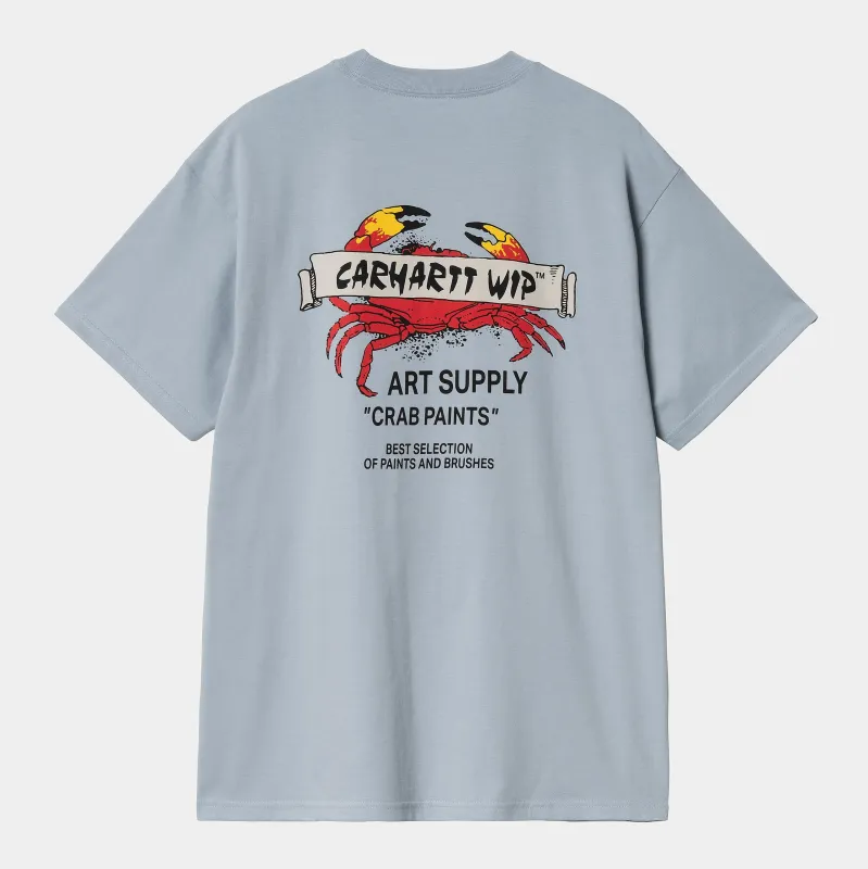 Carhartt WIP Mens Crab Paint T-Shirt | Frosted Blue sold by The Foot Factory