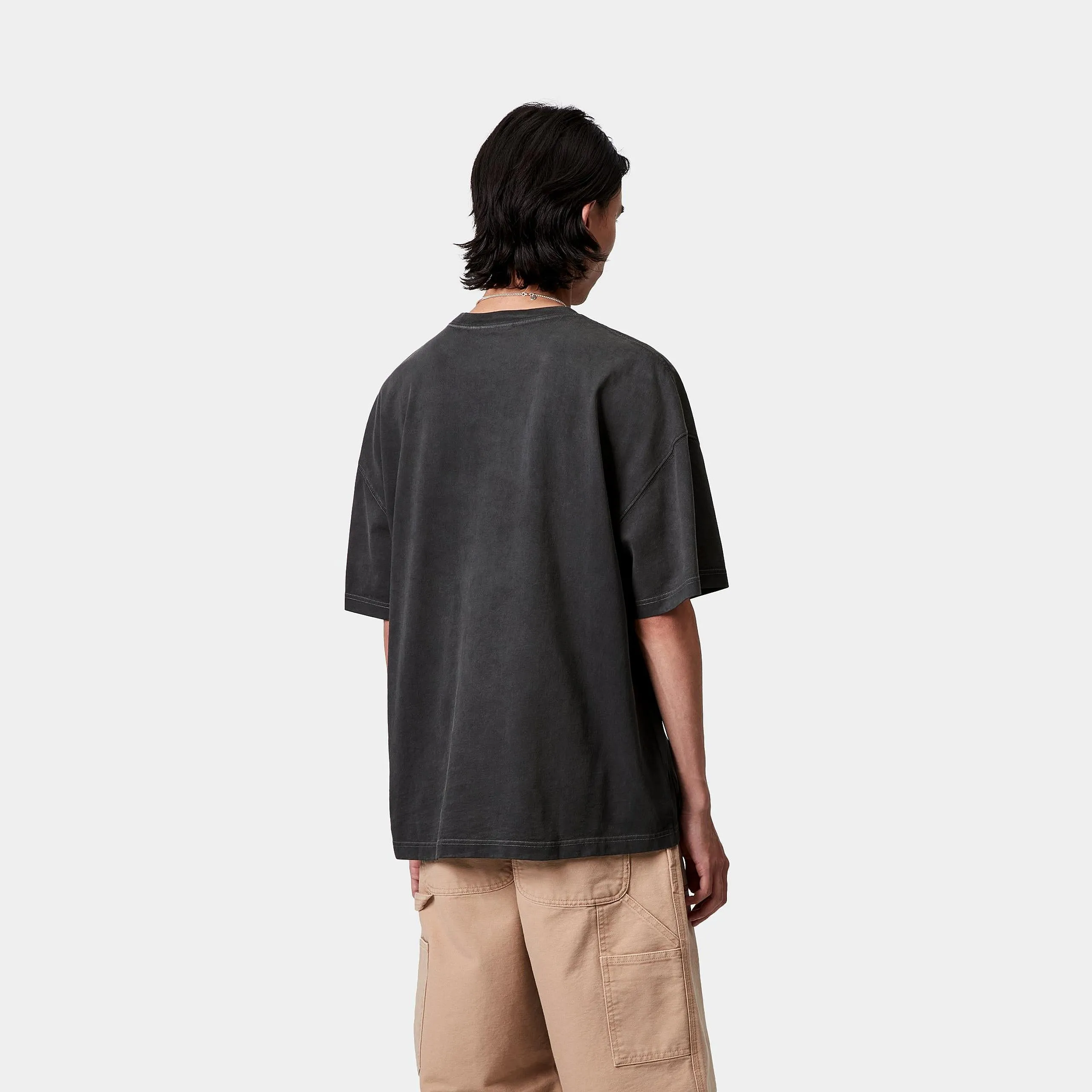 Carhartt WIP Mens Hudson Chalk Wash Pocket T-Shirt | Black sold by The Foot Factory product image thumbnail 4