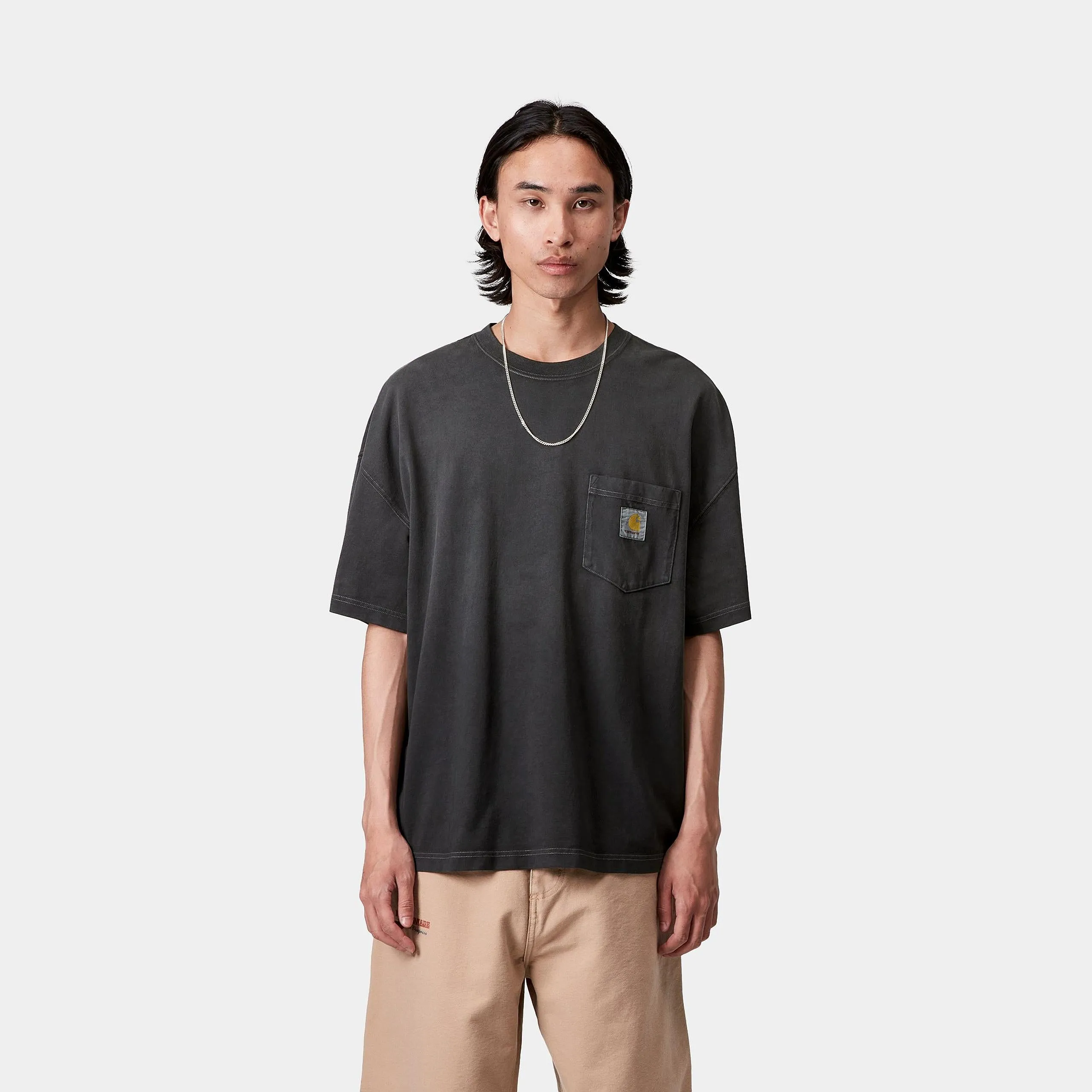 Carhartt WIP Mens Hudson Chalk Wash Pocket T-Shirt | Black sold by The Foot Factory product image thumbnail 3