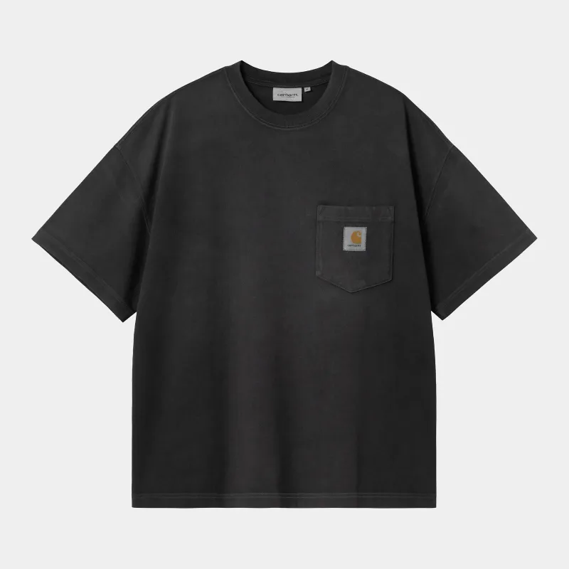 Carhartt WIP Mens Hudson Chalk Wash Pocket T-Shirt | Black sold by The Foot Factory