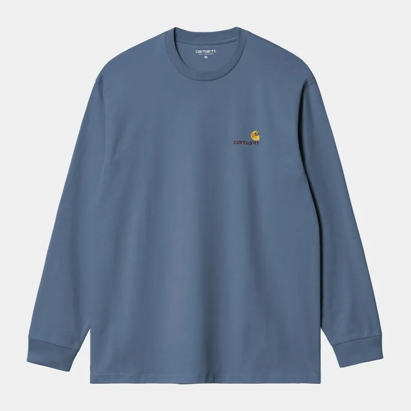Carhartt WIP Mens American Script Long Sleeve T-Shirt | Sorrent sold by The Foot Factory