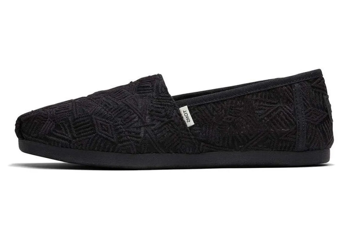 TOMS Womens Lace Alpargata Espadrille - Black made by Toms