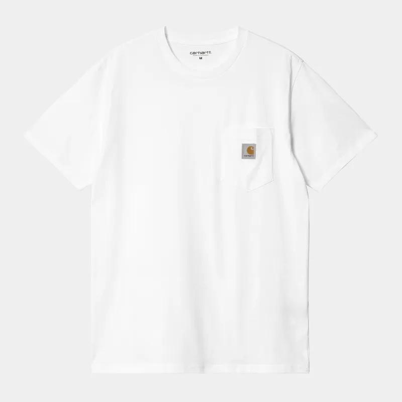 Carhartt WIP Mens Short Sleeve Pocket T-Shirt - White sold by The Foot Factory