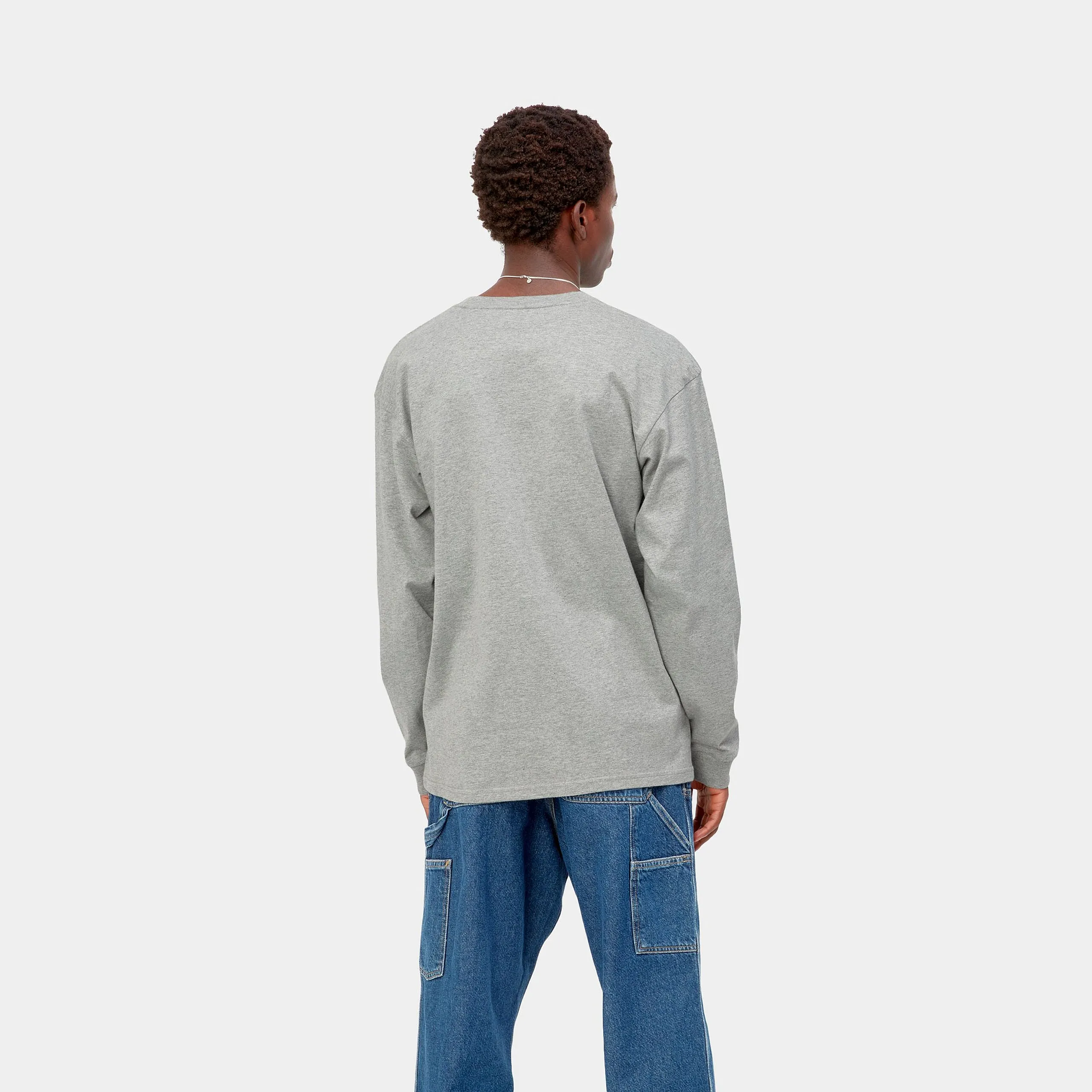 Carhartt WIP Mens Chase Long Sleeve T-Shirt - Grey Heather sold by The Foot Factory product image thumbnail 4