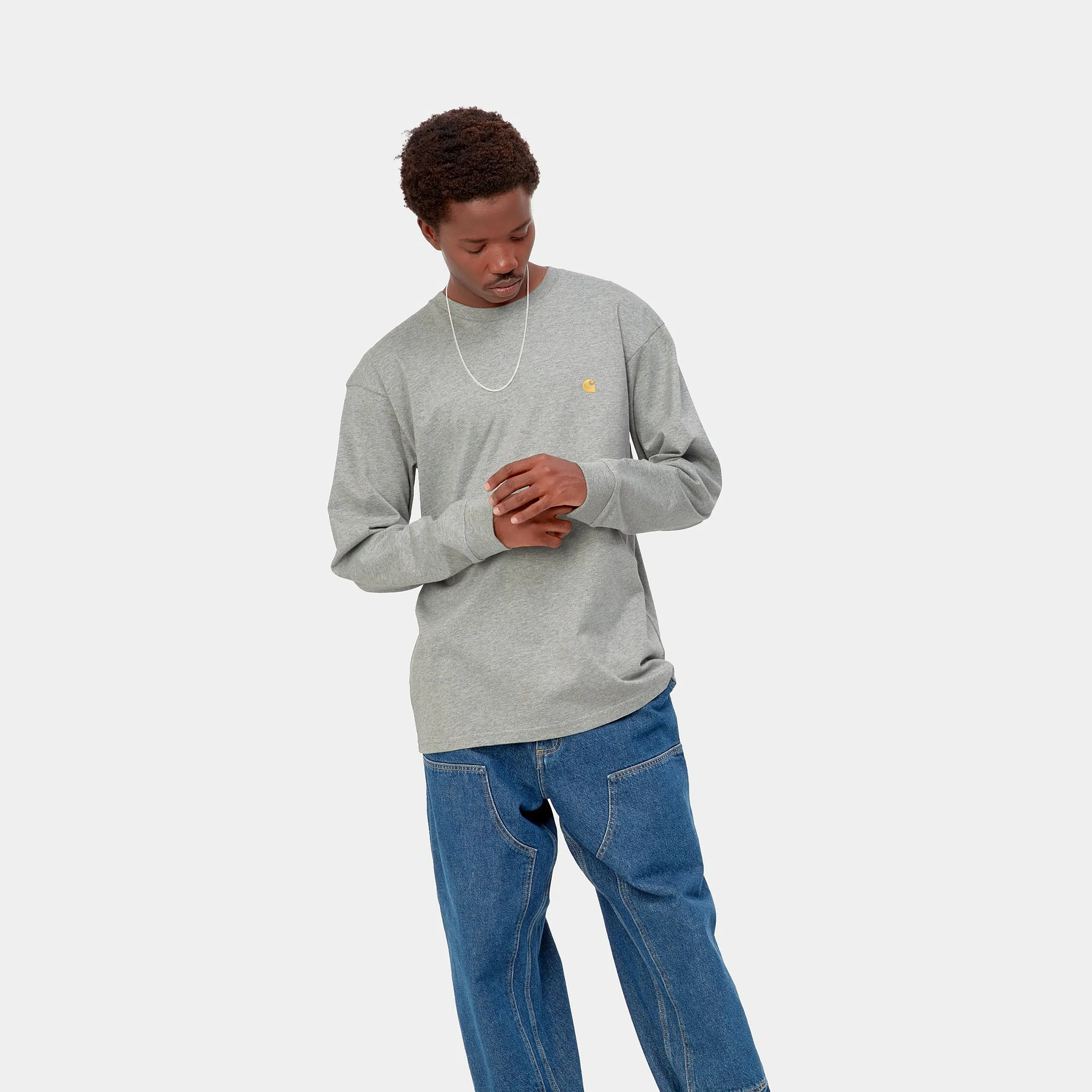 Carhartt WIP Mens Chase Long Sleeve T-Shirt - Grey Heather sold by The Foot Factory product image thumbnail 3