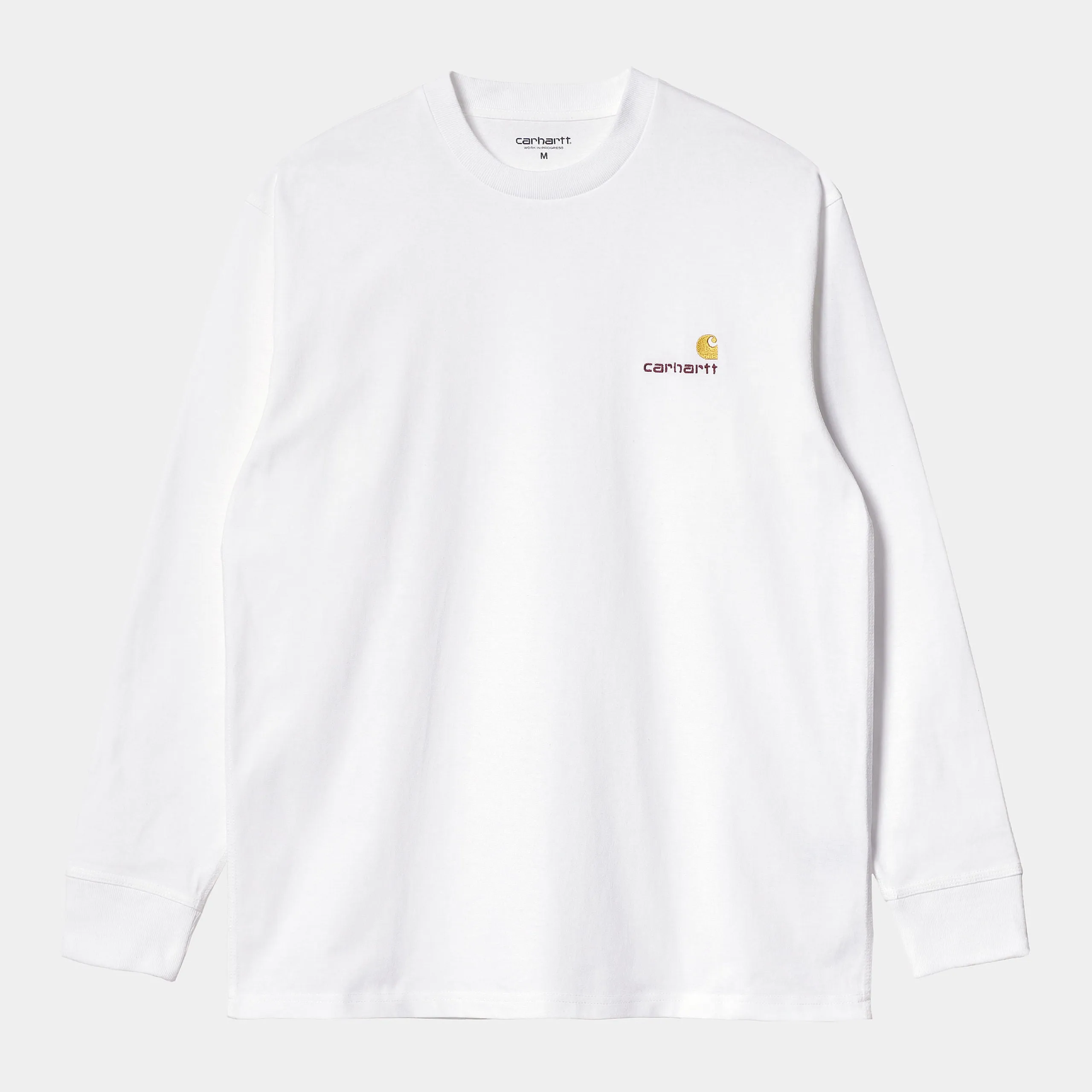 Carhartt WIP Mens American Script Long Sleeve T-Shirt - White sold by The Foot Factory