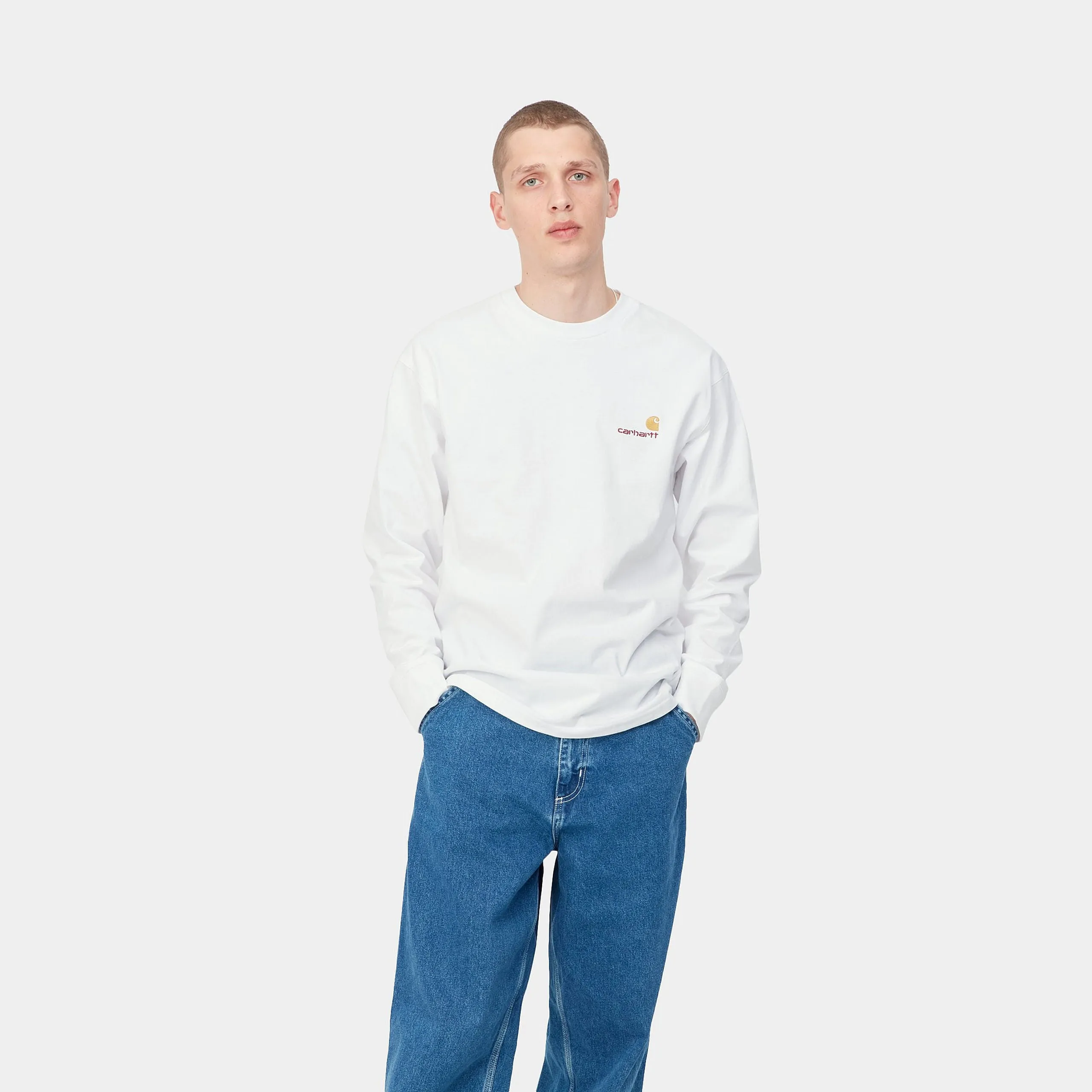 Carhartt WIP Mens American Script Long Sleeve T-Shirt - White sold by The Foot Factory product image thumbnail 3