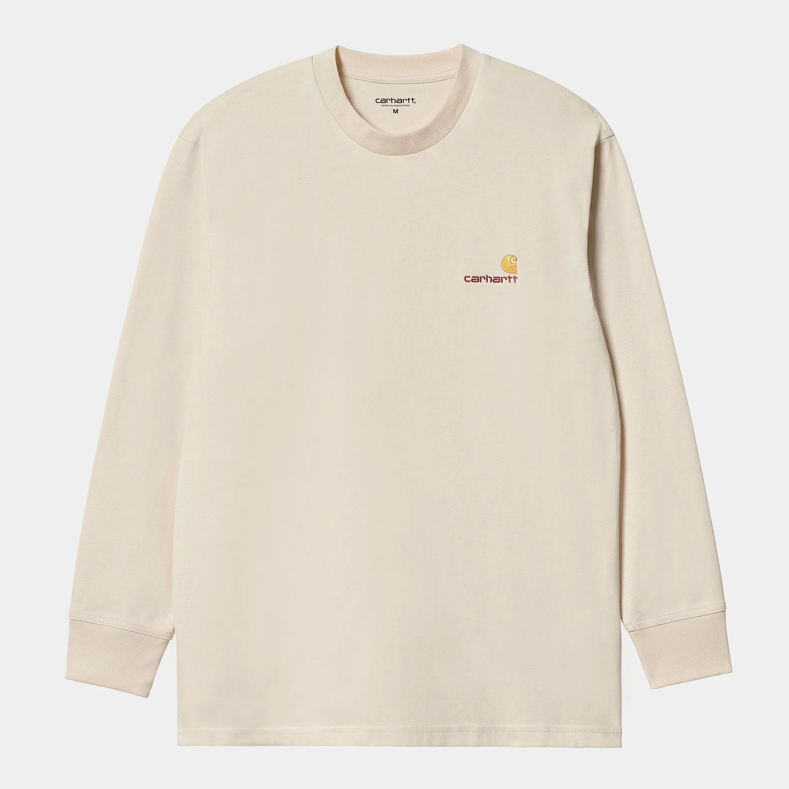 Carhartt WIP Mens American Script Long Sleeve T-Shirt - Natural sold by The Foot Factory