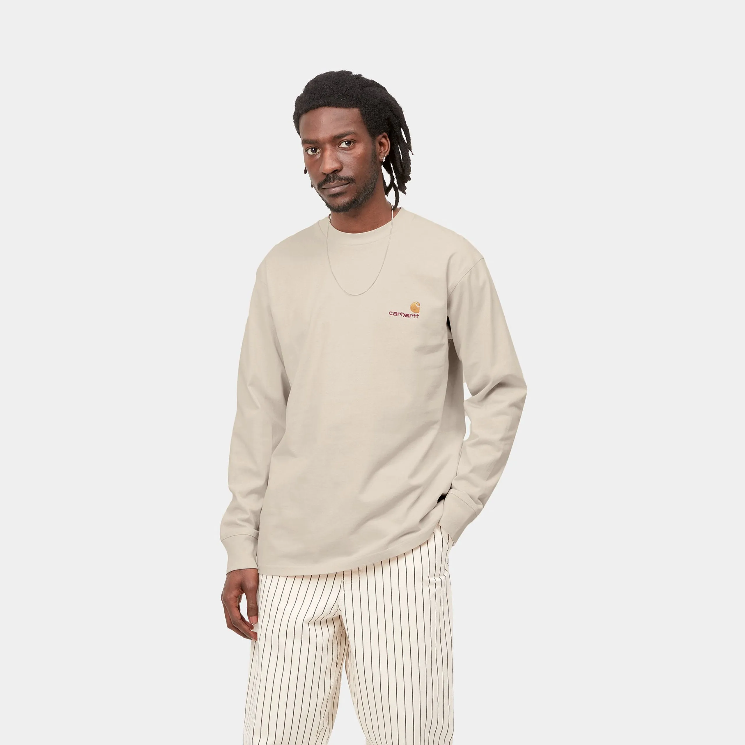 Carhartt WIP Mens American Script Long Sleeve T-Shirt - Natural sold by The Foot Factory product image thumbnail 3