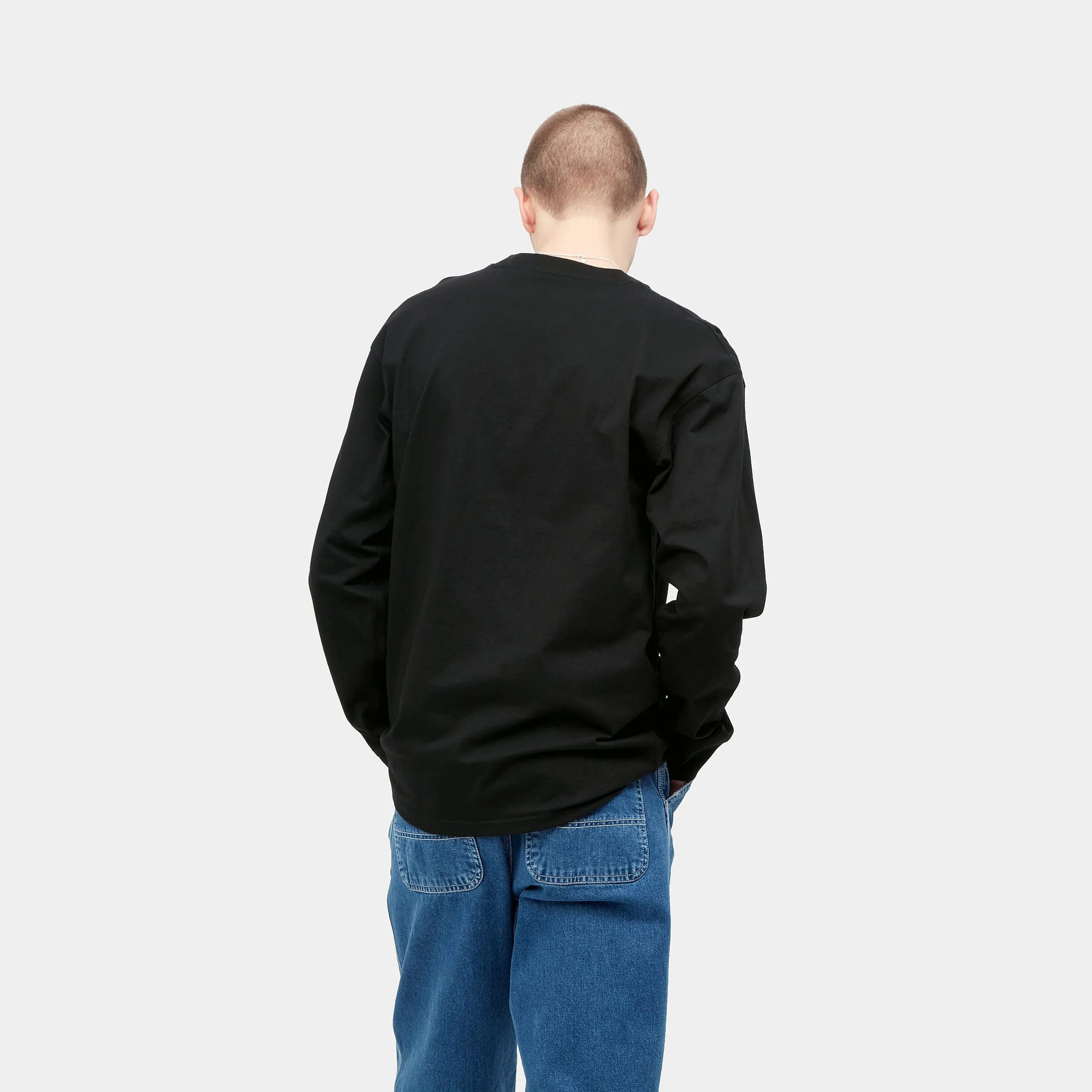 Carhartt WIP Mens American Script Long Sleeve T-Shirt - Black sold by The Foot Factory product image thumbnail 4