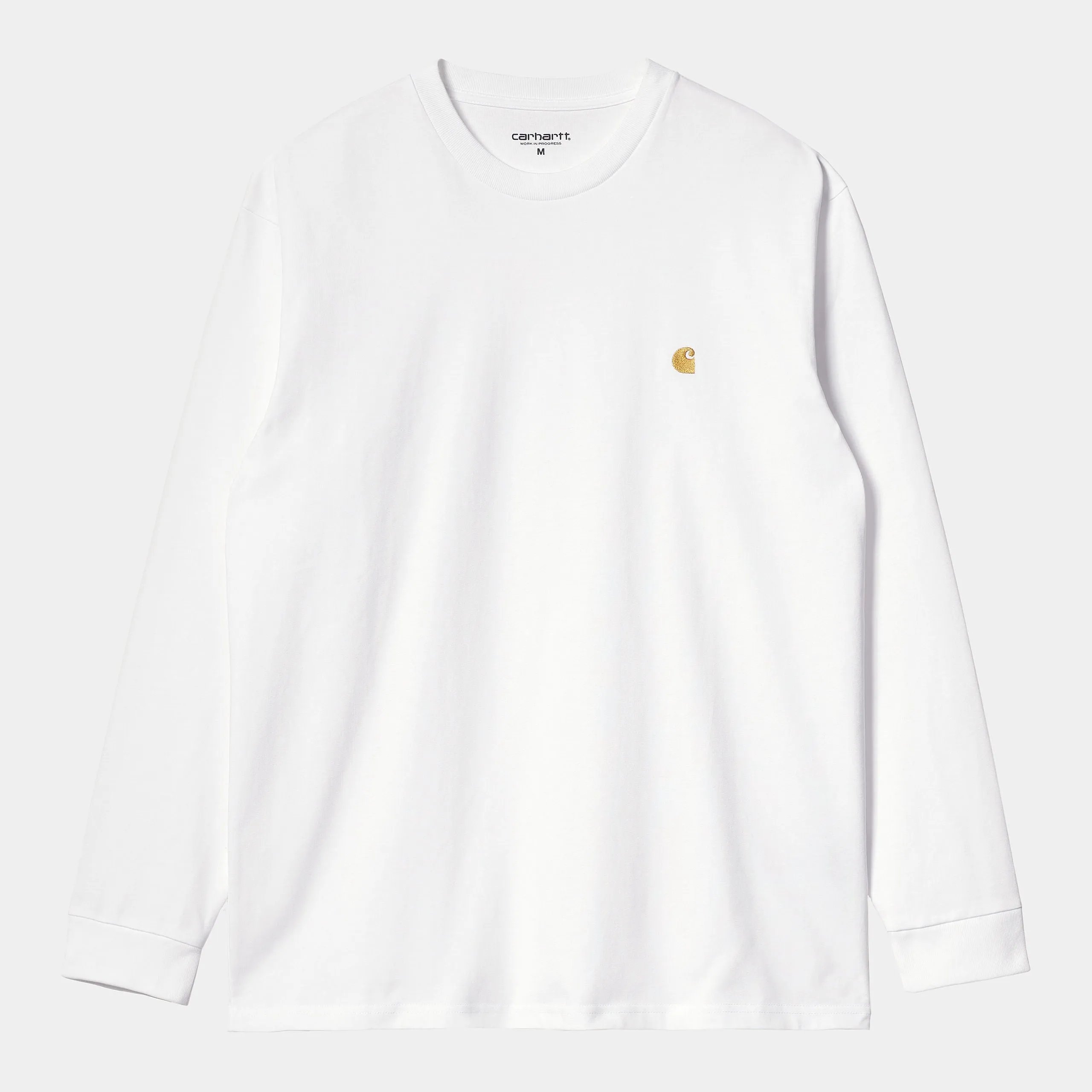 Carhartt WIP Mens Chase Long Sleeve T-Shirt - White / Gold sold by The Foot Factory