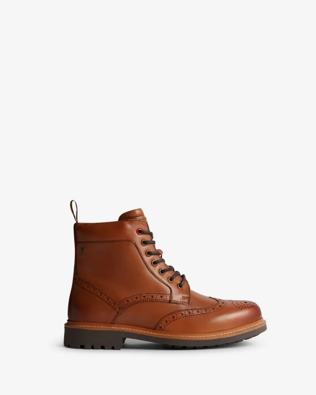 Hunter Mens Cawdor Brogue Ankle Boots | Tan sold by The Foot Factory