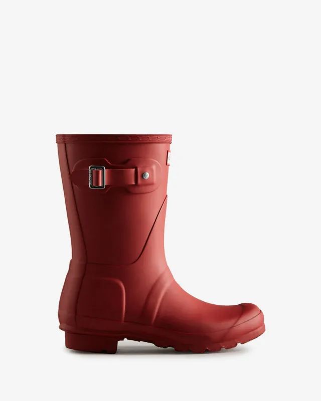 Hunter Womens Original Short Wellington Boots | Red sold by The Foot Factory