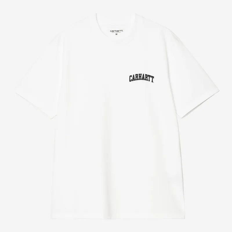 Carhartt WIP Mens Universtity Script T-Shirt | White / Black sold by The Foot Factory