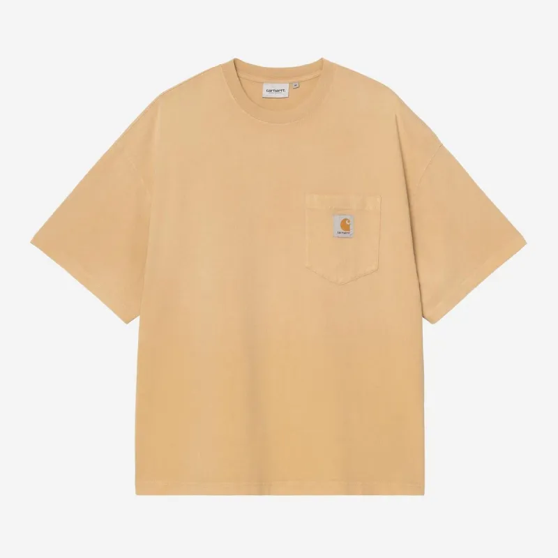 Carhartt WIP Mens Hudson Chalk Wash Pocket T-Shirt | Dusty Hamilton Brown sold by The Foot Factory