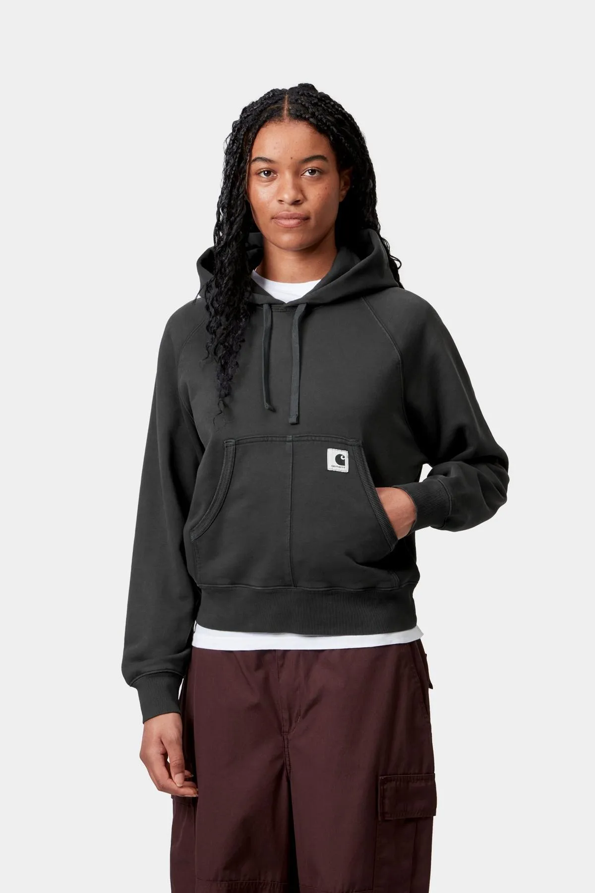 Carhartt WIP Womens Hudson Chalk Wash Hoodie | Black sold by The Foot Factory product image thumbnail 3