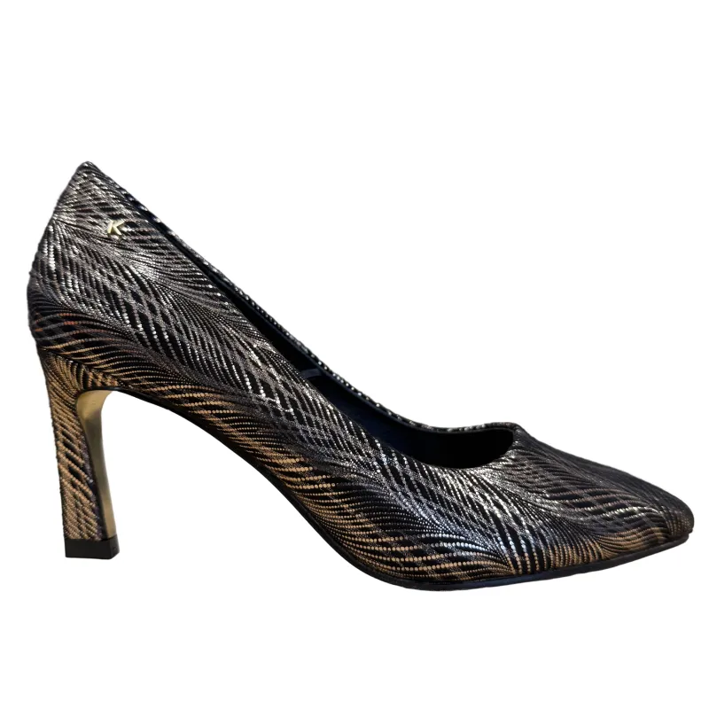 Kate Appleby Womens Bamburgh High Heel | Black Rose Gold Pattern sold by The Foot Factory