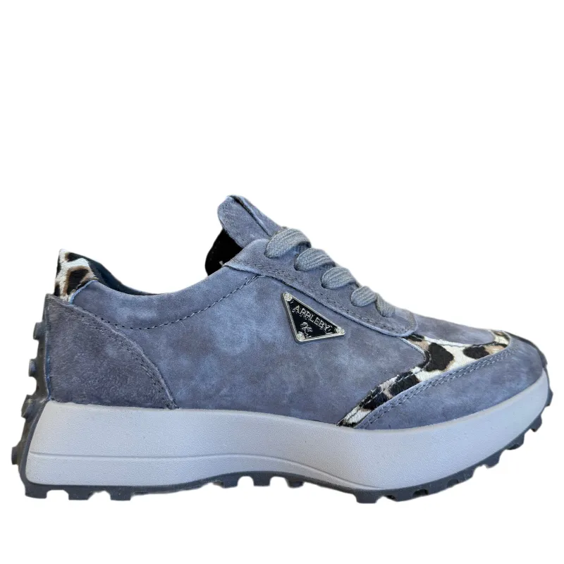 Kate Appleby Womens Berk Trainers | Pewter Leopard sold by The Foot Factory