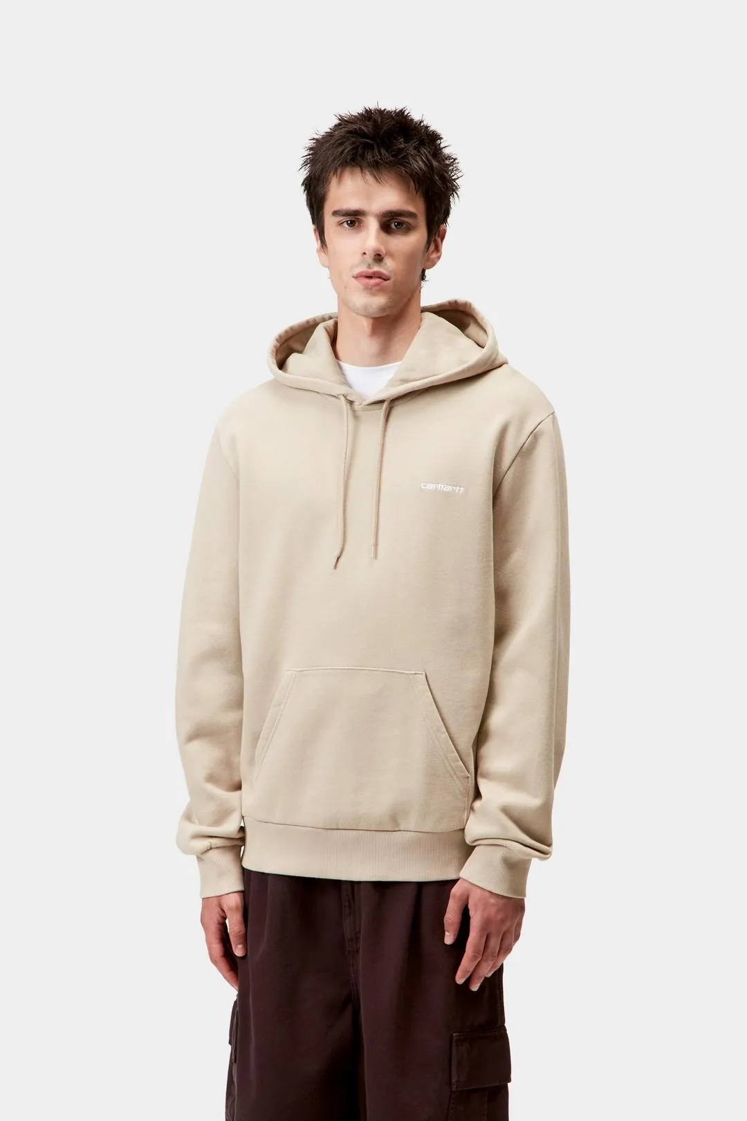 Carhartt WIP Mens Script Embroidery Hoodie | Fleur De Sel sold by The Foot Factory product image thumbnail 3