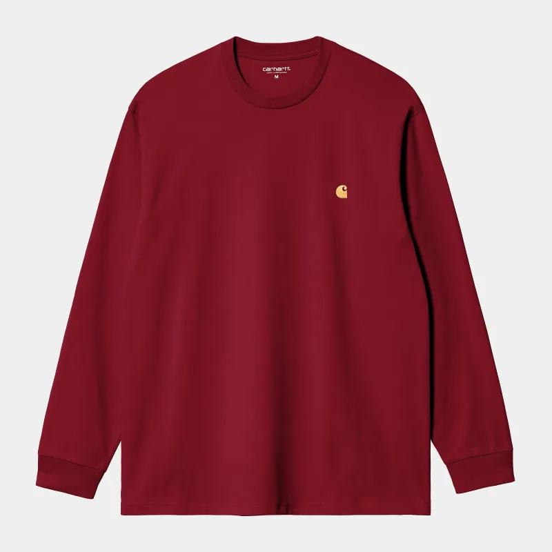 Carhartt WIP Mens Chase Long Sleeve T-Shirt | Scarlet sold by The Foot Factory
