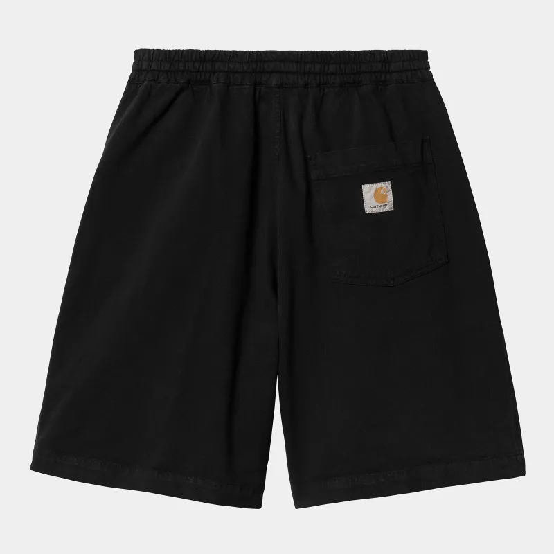 Carhartt WIP Mens Floyde Short | Black Garment Dyed sold by The Foot Factory