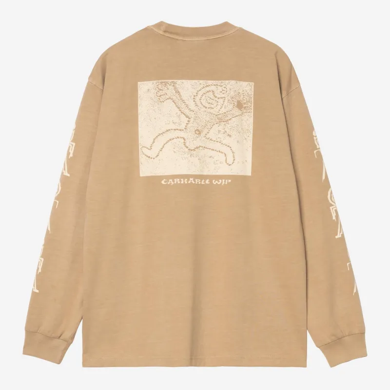 Carhartt WIP Mens Terrestrial Long Sleeve T-Shirt | Dusty Hamilton Brown sold by The Foot Factory