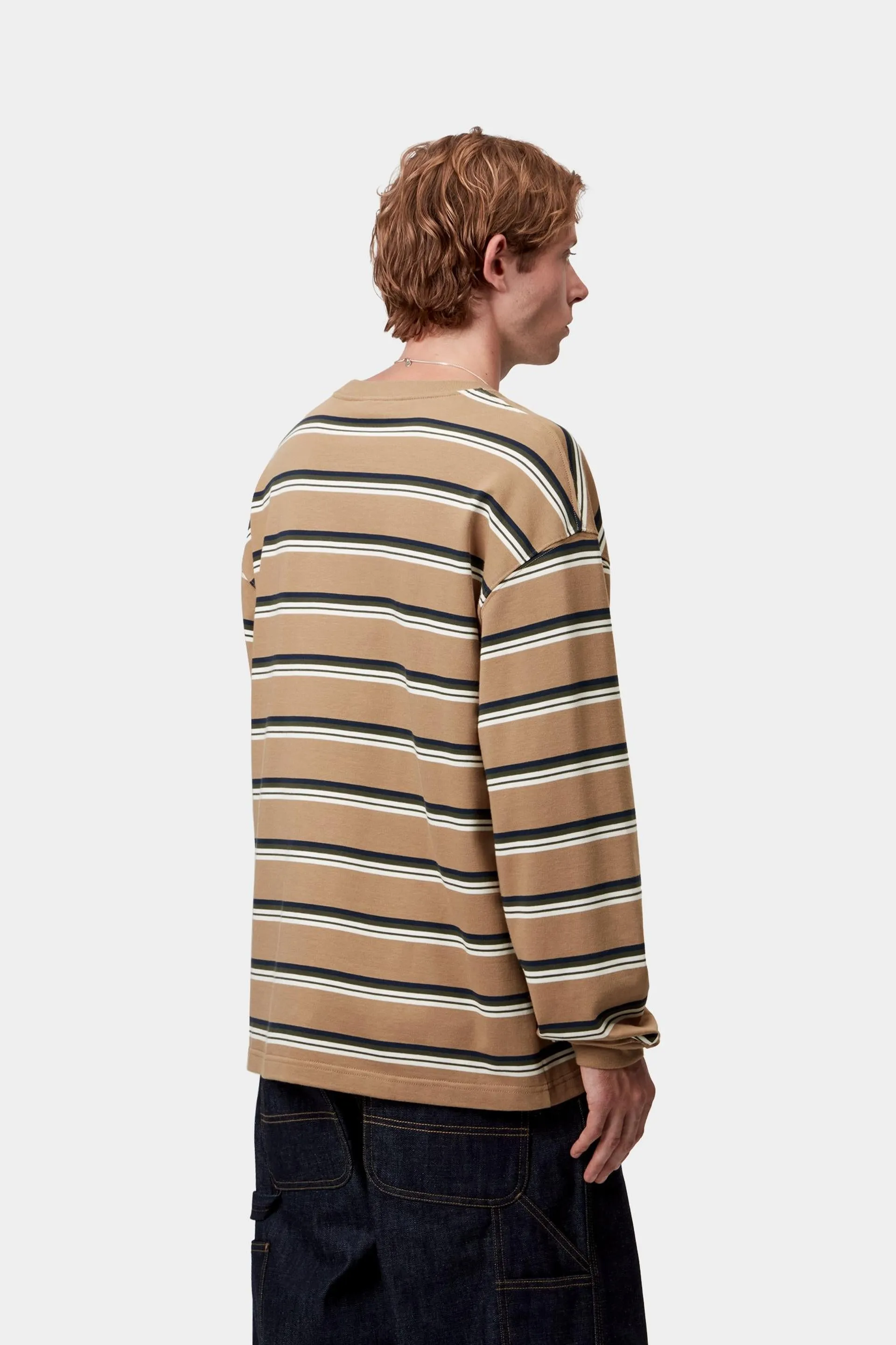 Carhartt WIP Mens Holm Stripe Long Sleeve T-Shirt | Peanut sold by The Foot Factory product image thumbnail 4