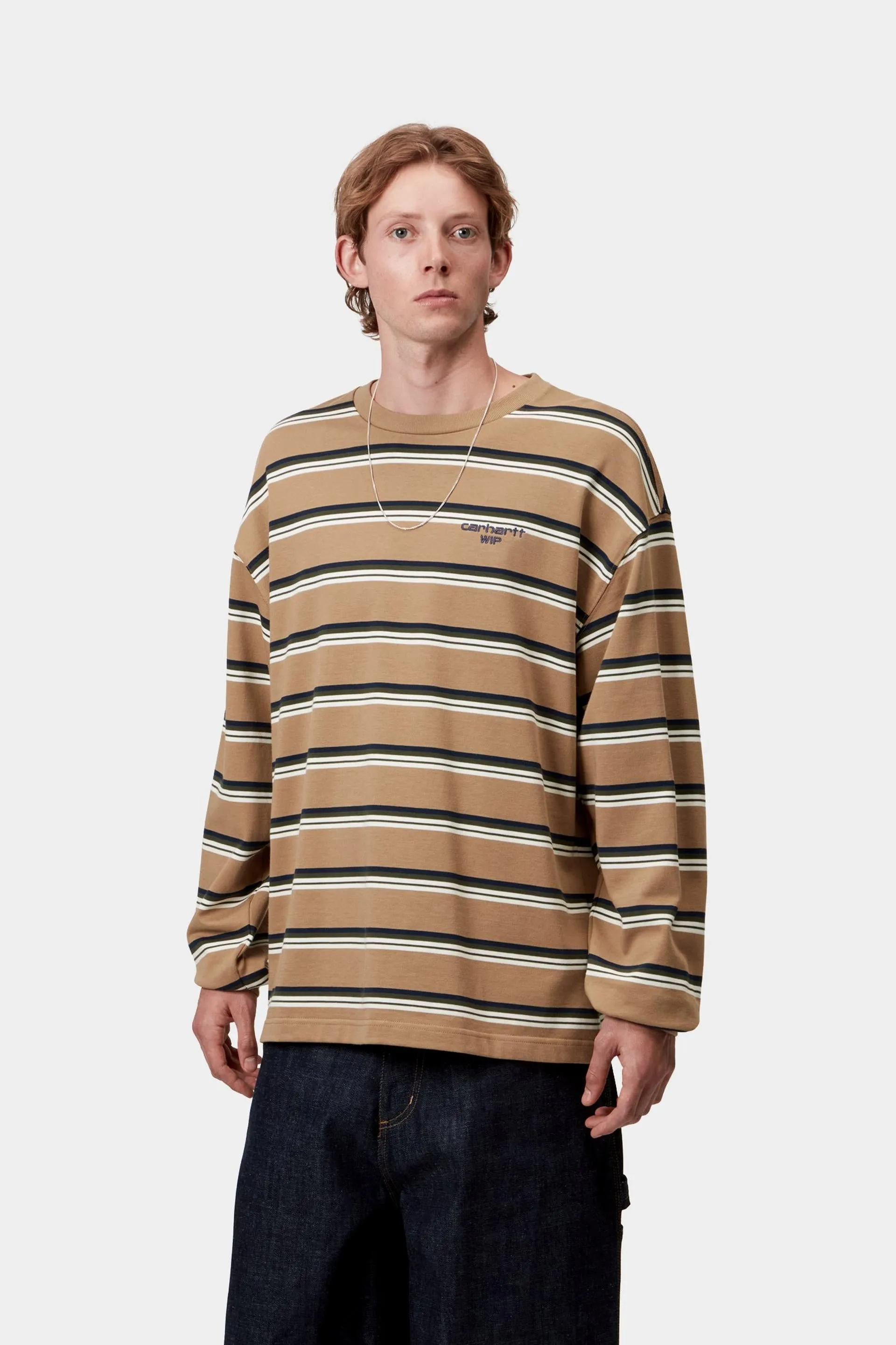 Carhartt WIP Mens Holm Stripe Long Sleeve T-Shirt | Peanut sold by The Foot Factory product image thumbnail 3