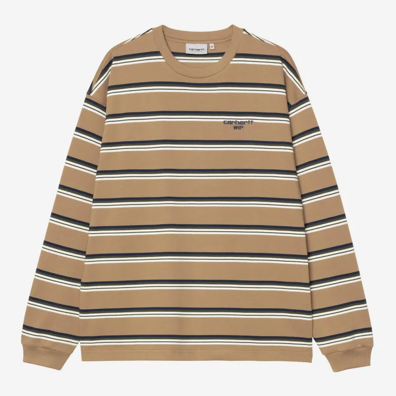 Carhartt WIP Mens Holm Stripe Long Sleeve T-Shirt | Peanut sold by The Foot Factory