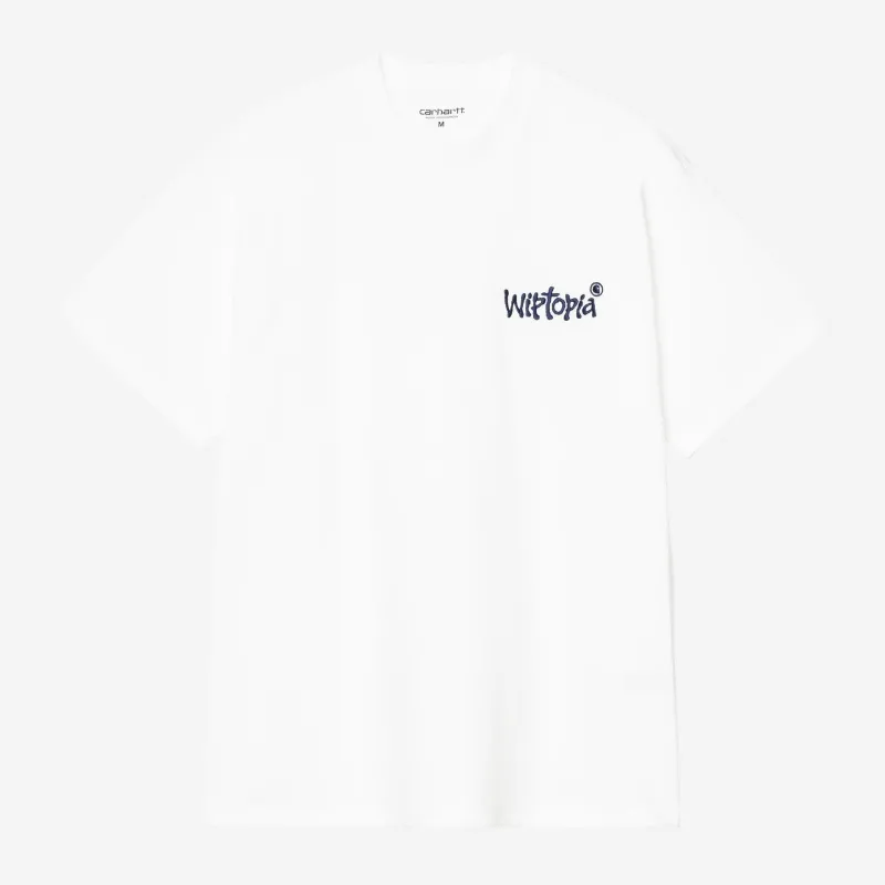Carhartt WIP Mens Wiptopia Script T-Shirt | White sold by The Foot Factory