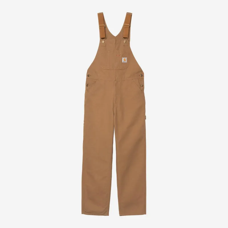 Carhartt WIP Mens Dearborn Canvas Bib Overall | Hamilton Brown Rinsed sold by The Foot Factory
