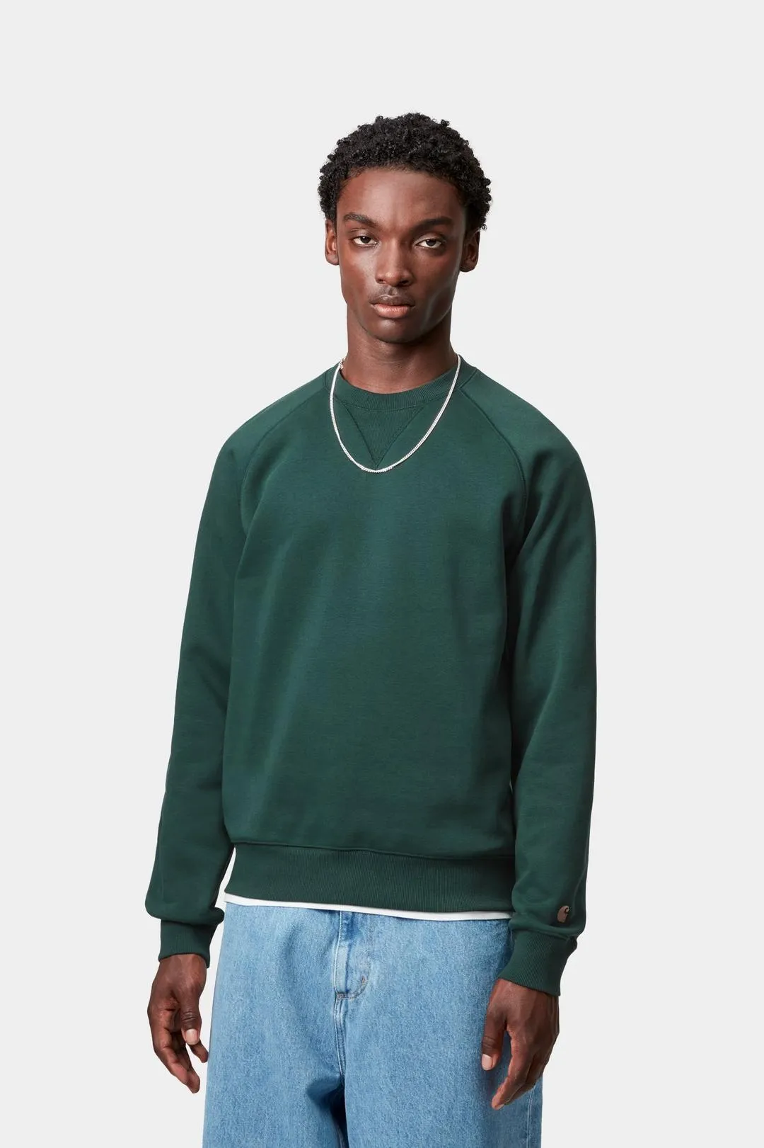 Carhartt WIP Mens Chase Sweat Top | Dark Fir sold by The Foot Factory product image thumbnail 3