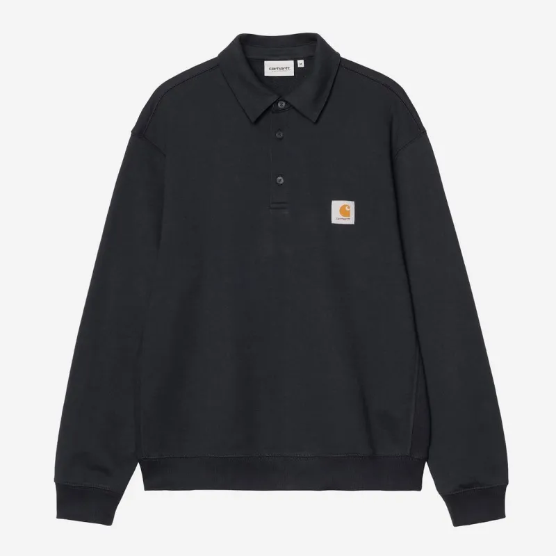 Carhartt WIP Mens Polo Sweatshirt | Deep Night sold by The Foot Factory