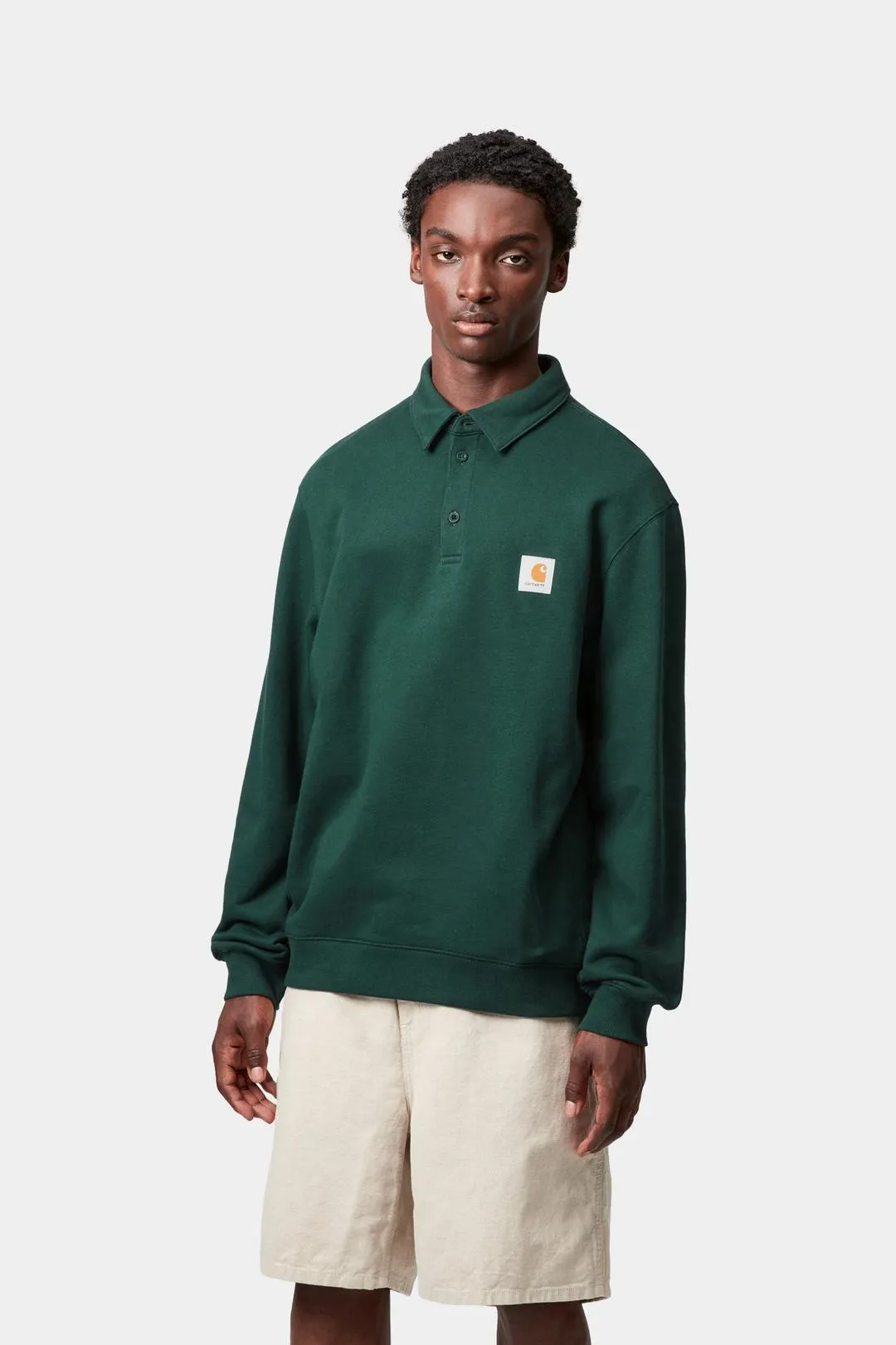 Carhartt WIP Mens Polo Sweatshirt | Dark Fir sold by The Foot Factory product image thumbnail 3