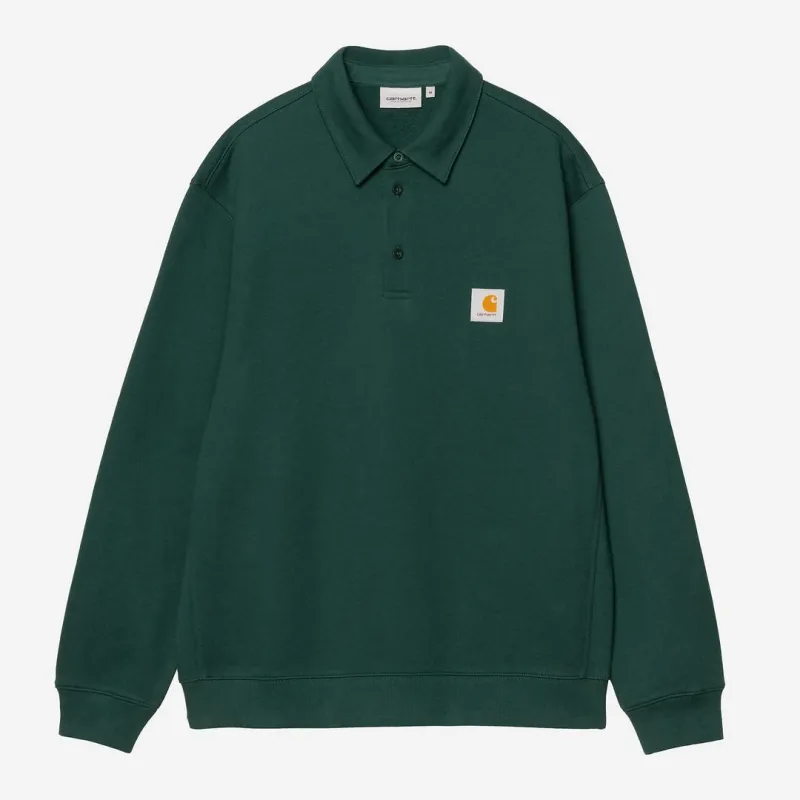 Carhartt WIP Mens Polo Sweatshirt | Dark Fir sold by The Foot Factory