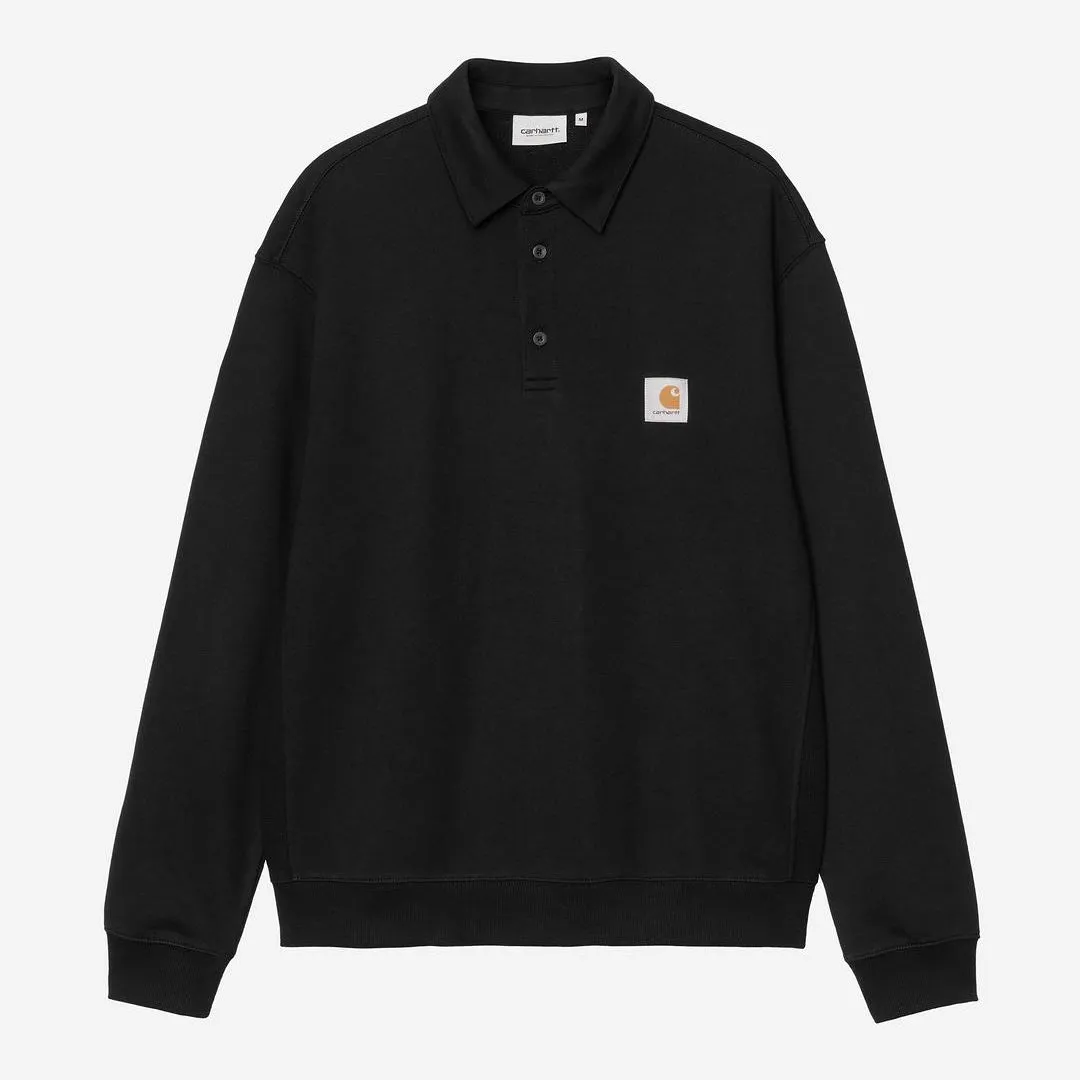 Carhartt WIP Mens Polo Sweatshirt | Black sold by The Foot Factory