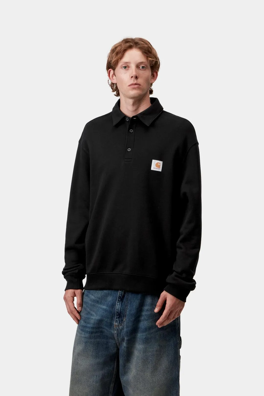 Carhartt WIP Mens Polo Sweatshirt | Black sold by The Foot Factory product image thumbnail 3