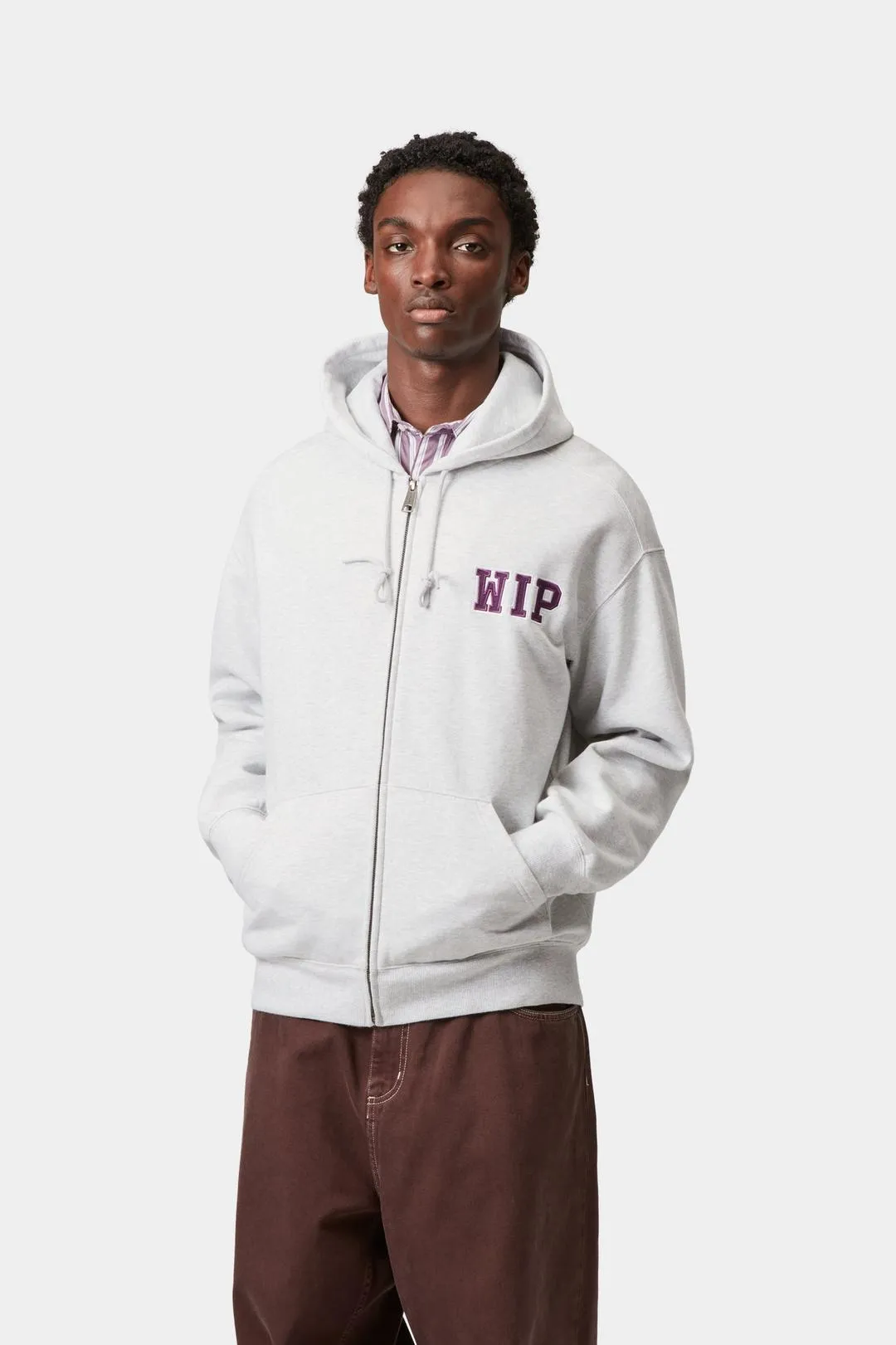 Carhartt WIP Mens Mini WIP Zip Front Hoodie | Ash Heather sold by The Foot Factory product image thumbnail 5