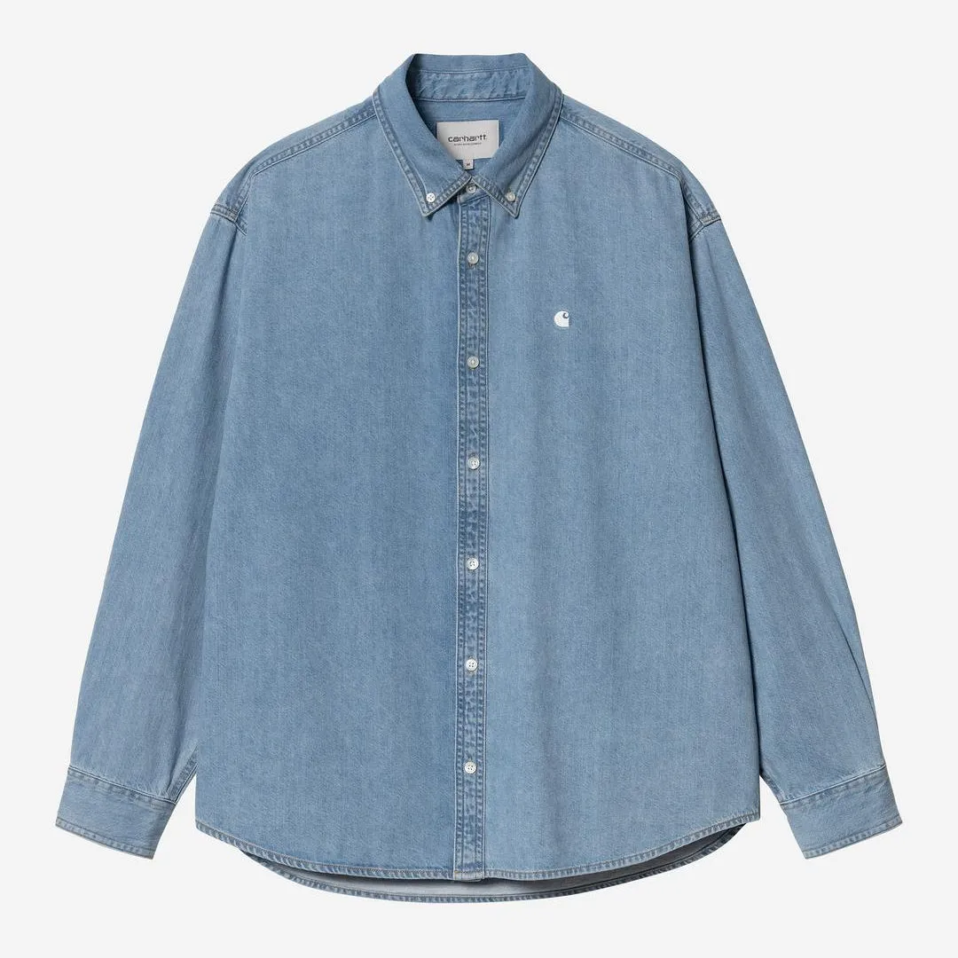 Carhartt WIP Mens Lucas Shirt | Blue Bleached sold by The Foot Factory