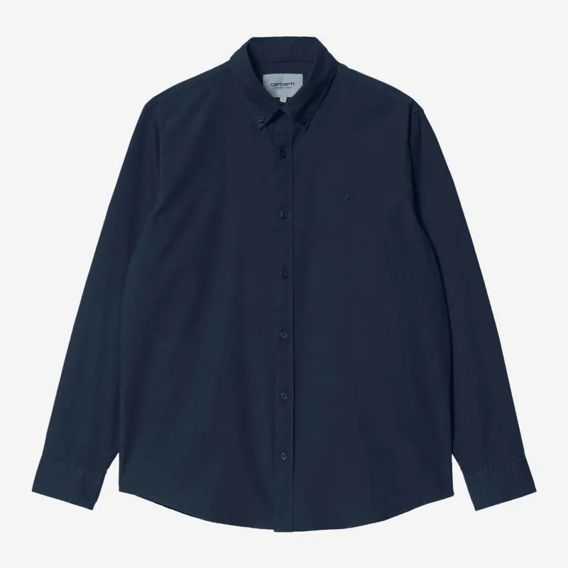 Carhartt WIP Mens Bolton Shirt | Dark Navy Garment Dyed sold by The Foot Factory