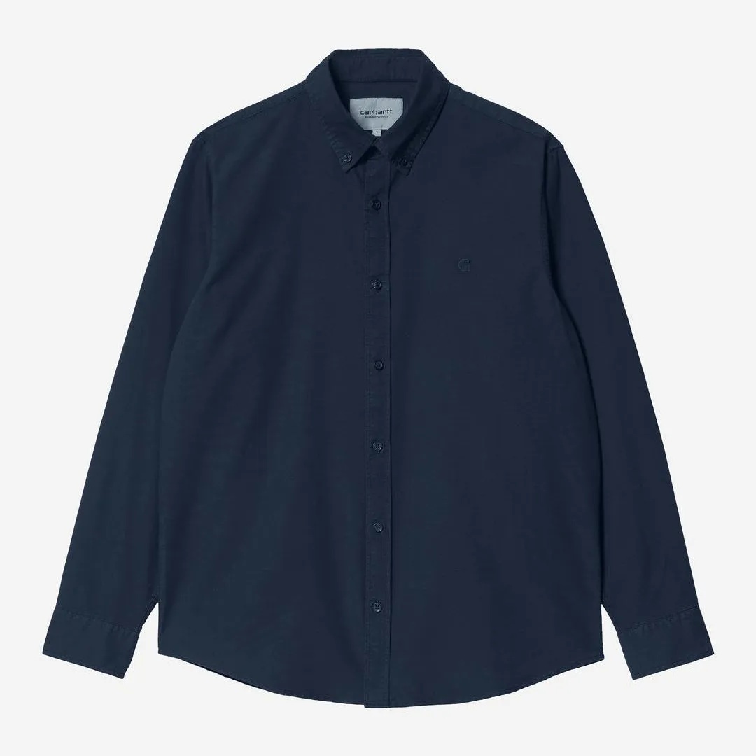 Carhartt WIP Mens Bolton Shirt | Dark Navy Garment Dyed sold by The Foot Factory
