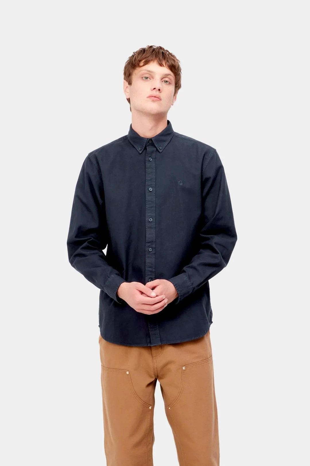 Carhartt WIP Mens Bolton Shirt | Dark Navy Garment Dyed sold by The Foot Factory product image thumbnail 4