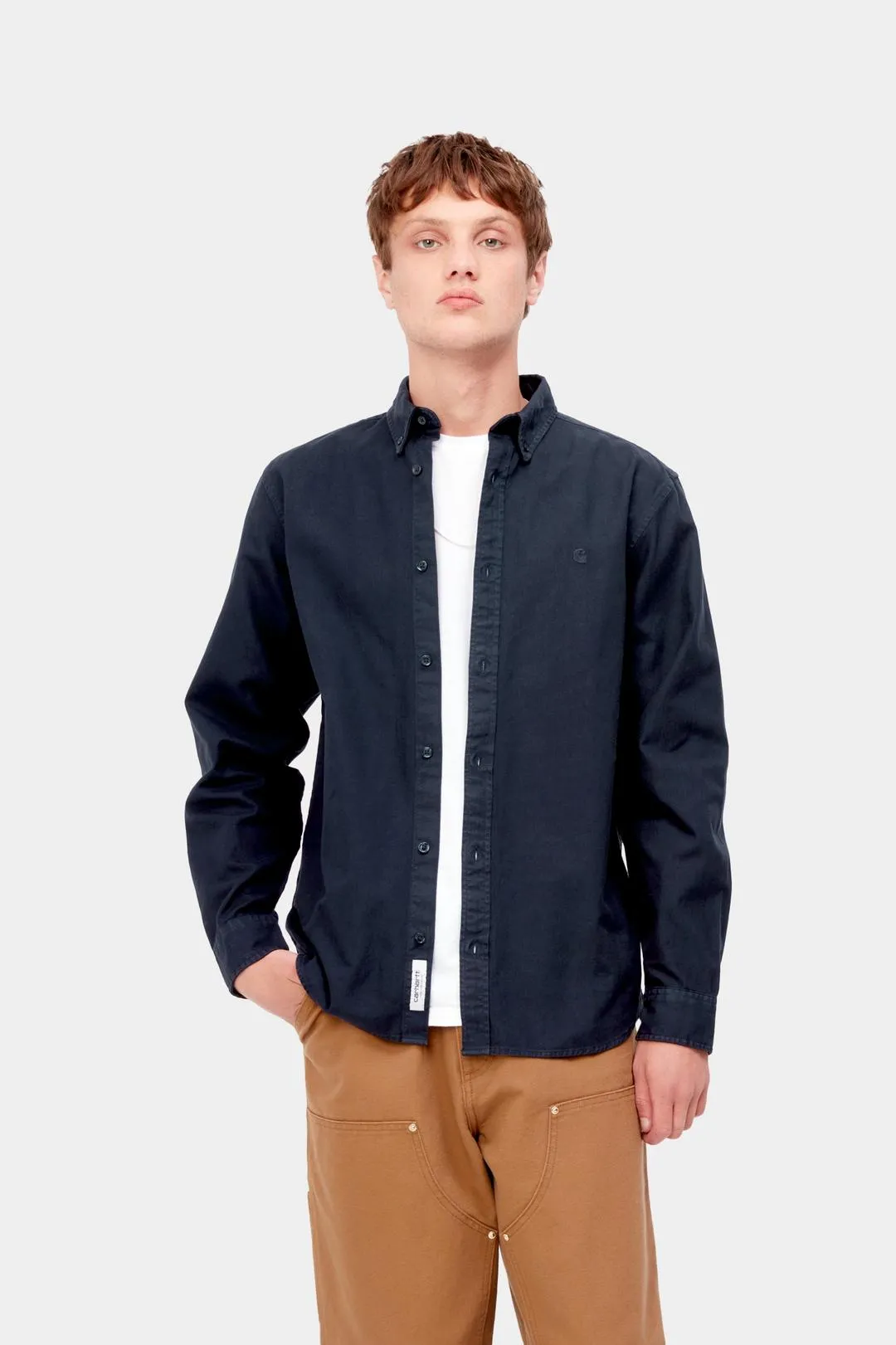 Carhartt WIP Mens Bolton Shirt | Dark Navy Garment Dyed sold by The Foot Factory product image thumbnail 3