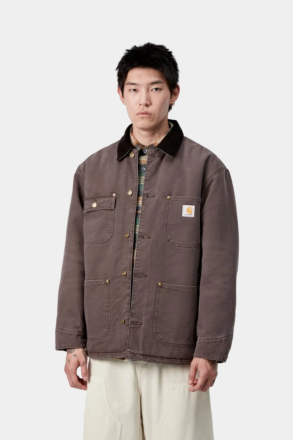 Carhartt WIP Mens OG Chore Coat Jacket | Tobacco / Black Stone Canvas sold by The Foot Factory product image thumbnail 4