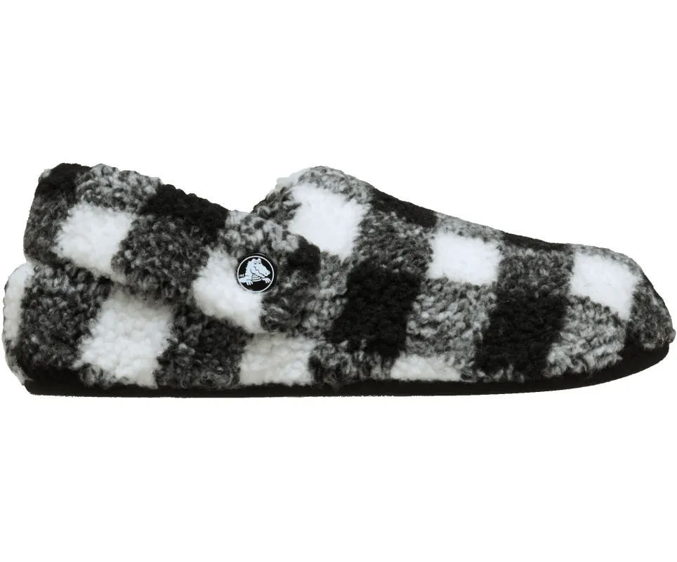 CROCS Unisex Classic Buffalo Check Cozzzy Slipper | Black sold by The Foot Factory