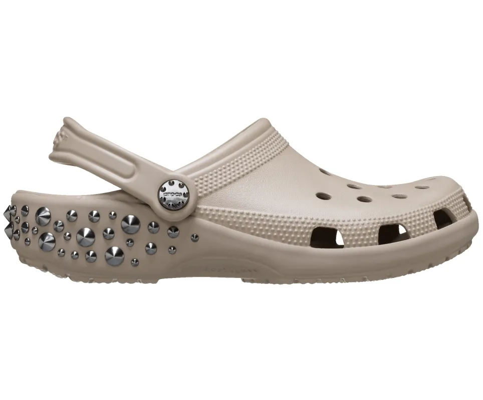 CROCS Unisex Classic Studded Clog | Taupe sold by The Foot Factory
