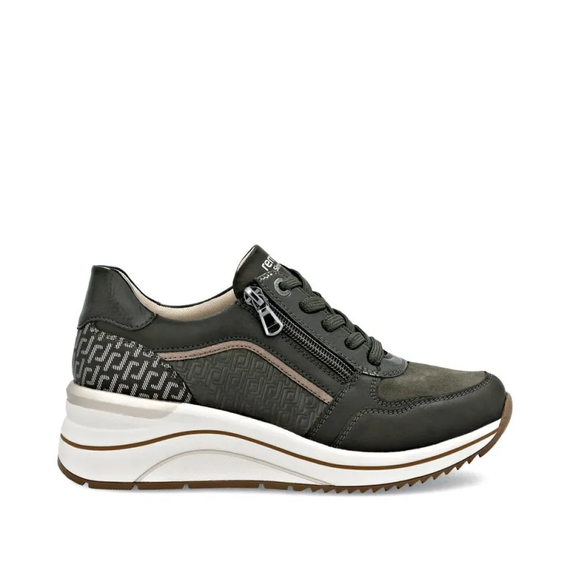Remonte Womens Fashion Leather Trainers | Green sold by The Foot Factory