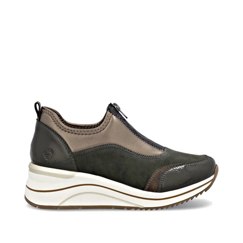 Remonte Womens Casual Zip Front Trainers | Green made by Remonte
