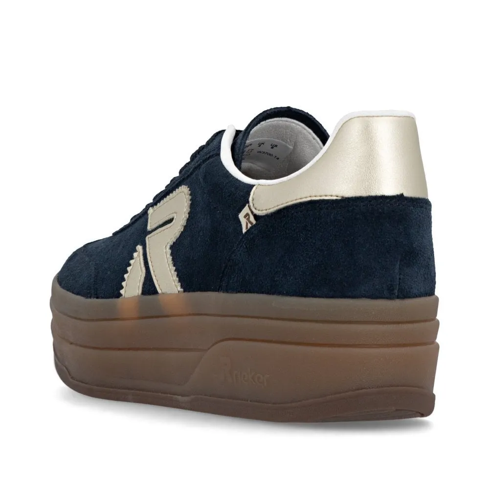 Rieker Womens Platform Leather Trainers | Navy sold by The Foot Factory product image thumbnail 4